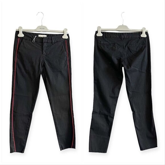 NWT Nili Lotan East Hampton Pants - Jet Black With Red Piping, Size 0 - Picture 16 of 16